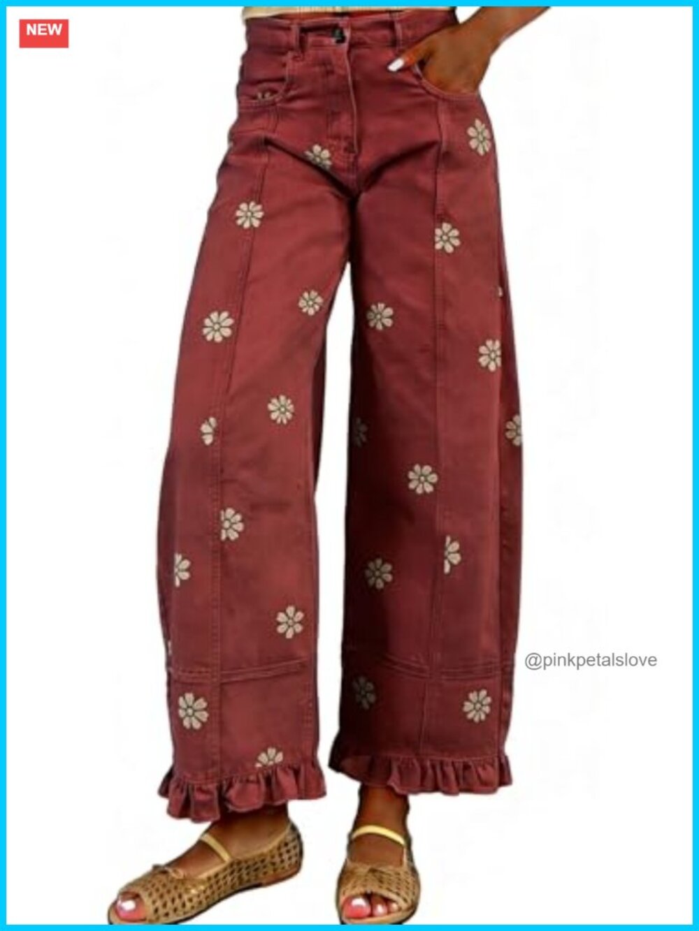 Barrel Jeans Women 2026 Floral Print Wide Leg Y2k Patchwork Baggy Boyfriend